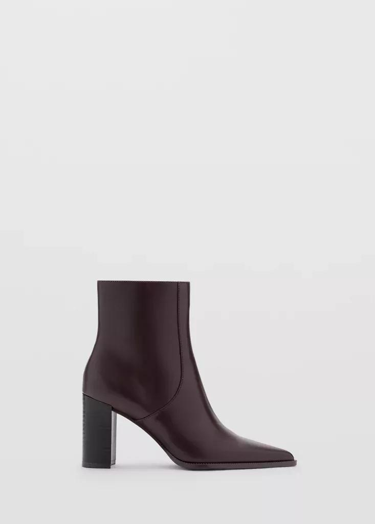 Brown Pointed Heel Ankle Boot, Dark Brown, large image number 0