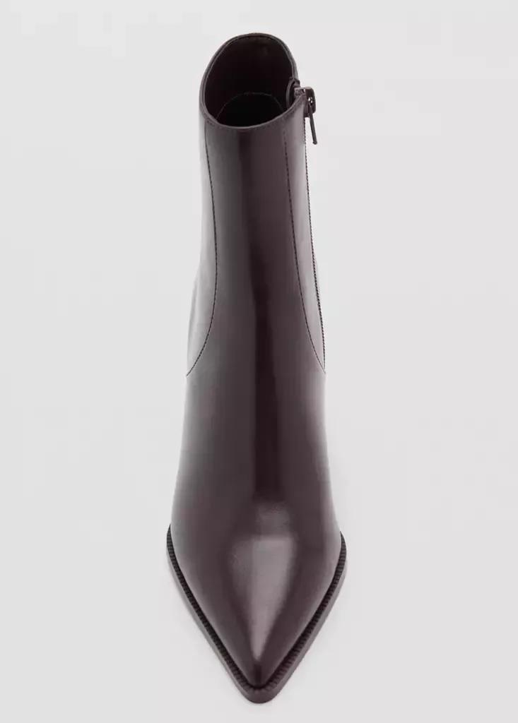 Brown Pointed Heel Ankle Boot, Dark Brown, large image number 3