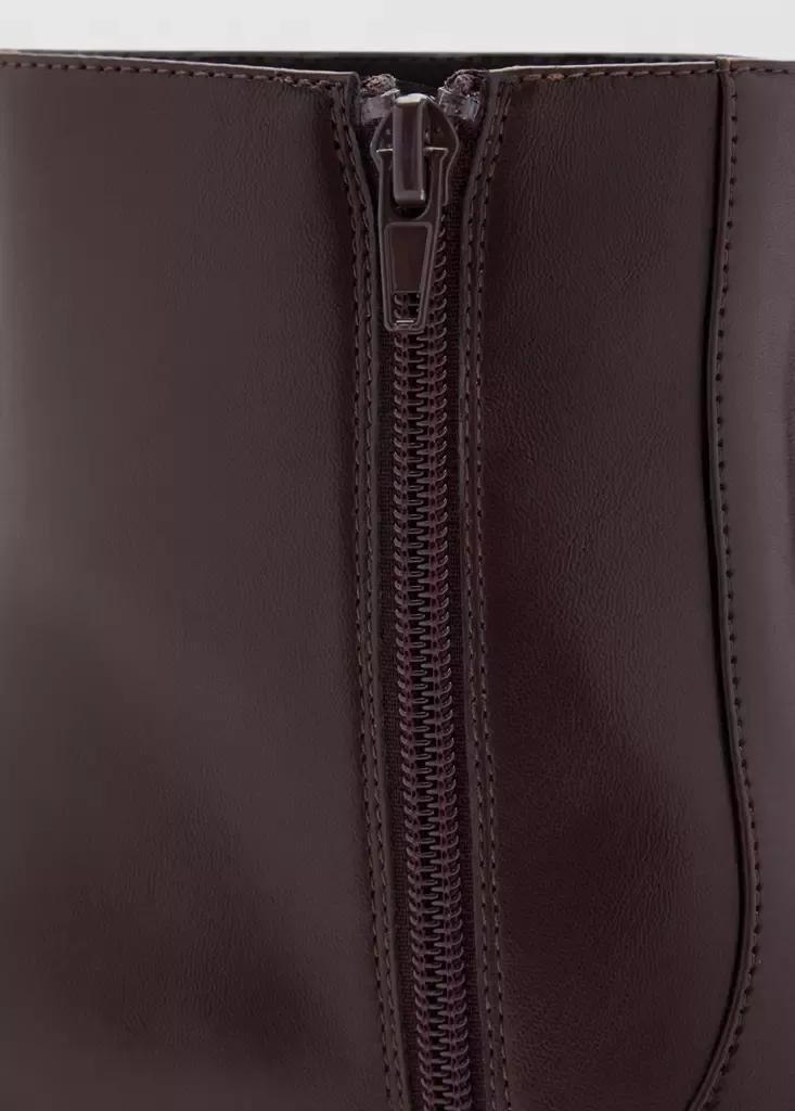Brown Pointed Heel Ankle Boot, Dark Brown, large image number 4