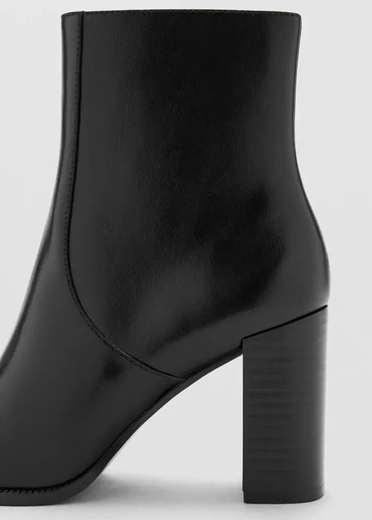 Black Pointed Heel Ankle Boot, Black, large image number 2