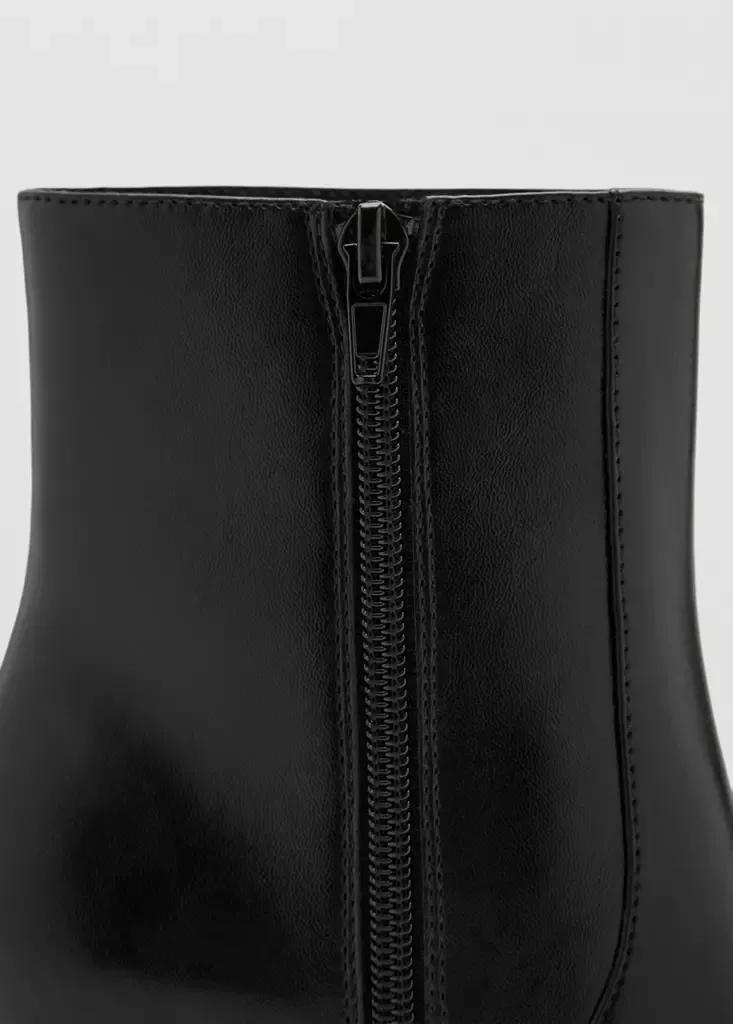 Black Pointed Heel Ankle Boot, Black, large image number 4