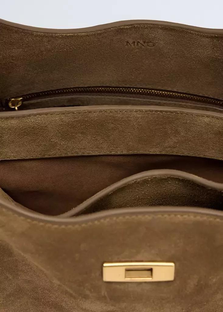 Brown Leather Shoulder Bag, Medium Brown, large image number 6