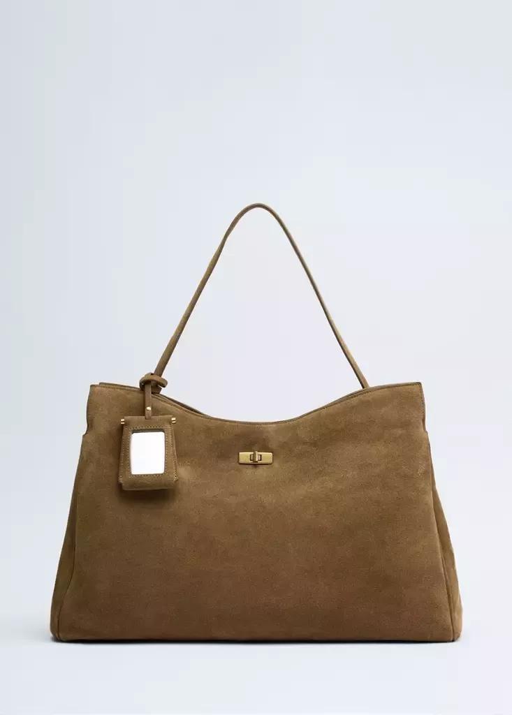 Brown Leather Shopper Bag With Charm And Mirror, Medium Brown, large image number 2