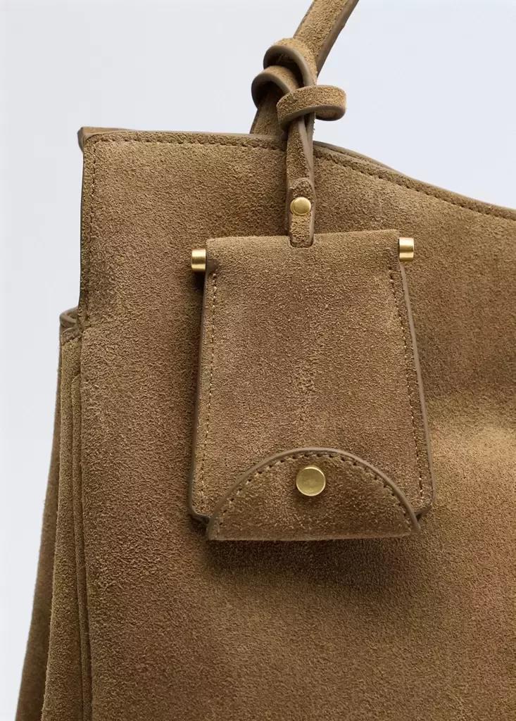 Brown Leather Shopper Bag With Charm And Mirror, Medium Brown, large image number 4