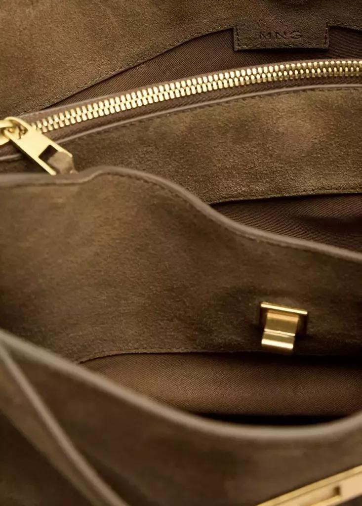 Brown Leather Shopper Bag With Charm And Mirror, Medium Brown, large image number 6