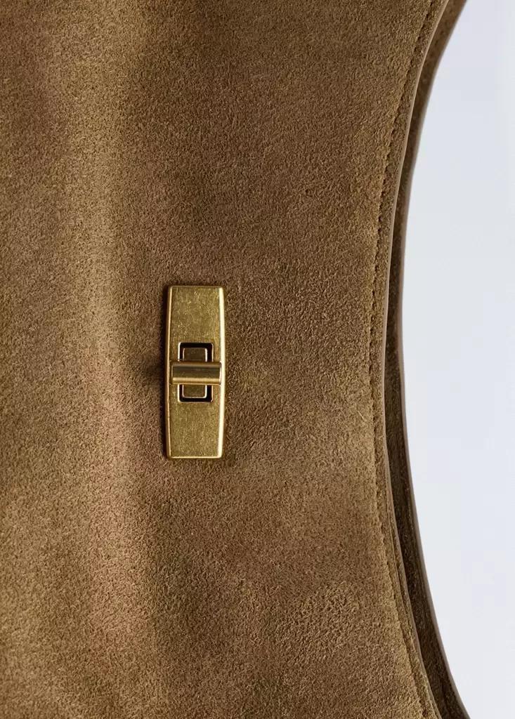 Brown Leather Shopper Bag With Charm And Mirror, Medium Brown, large image number 7