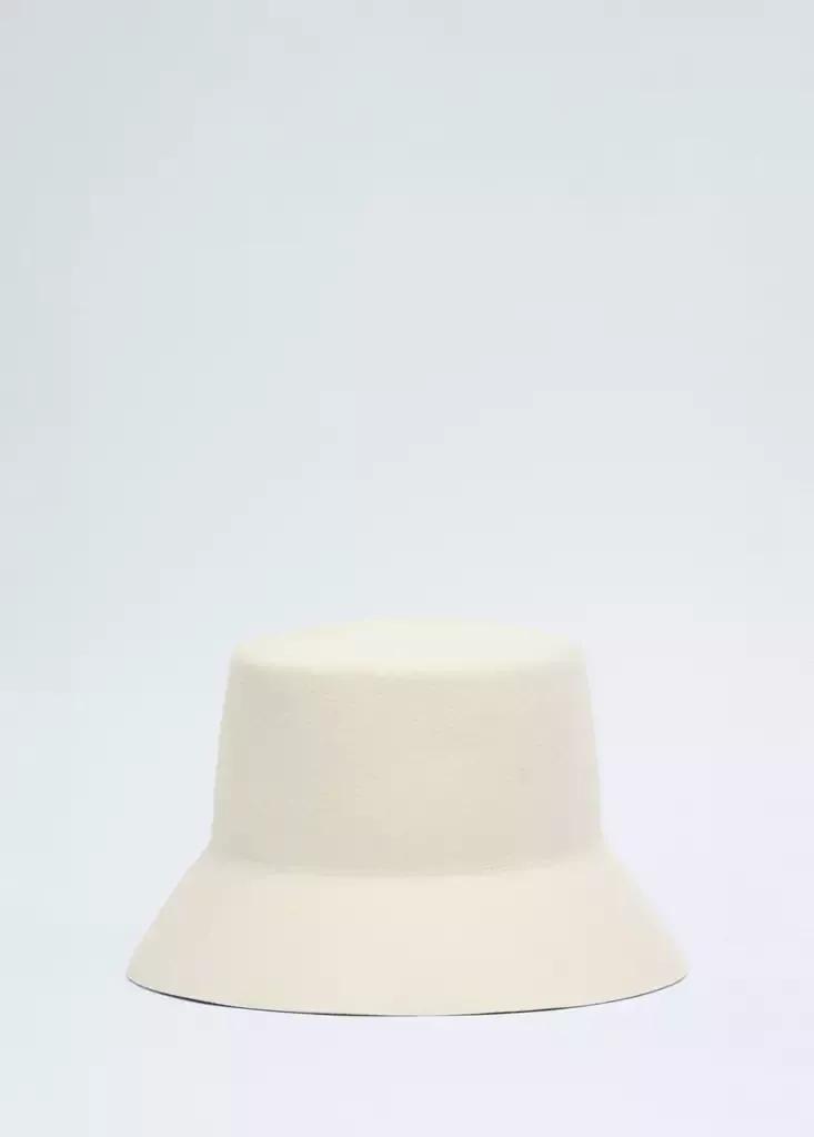 Cream 100% Wool Bucket Hat, Light Beige, medium