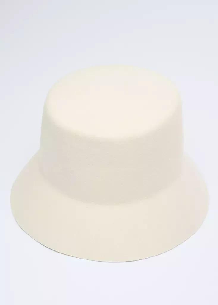 Cream 100% Wool Bucket Hat, Light Beige, large image number 2