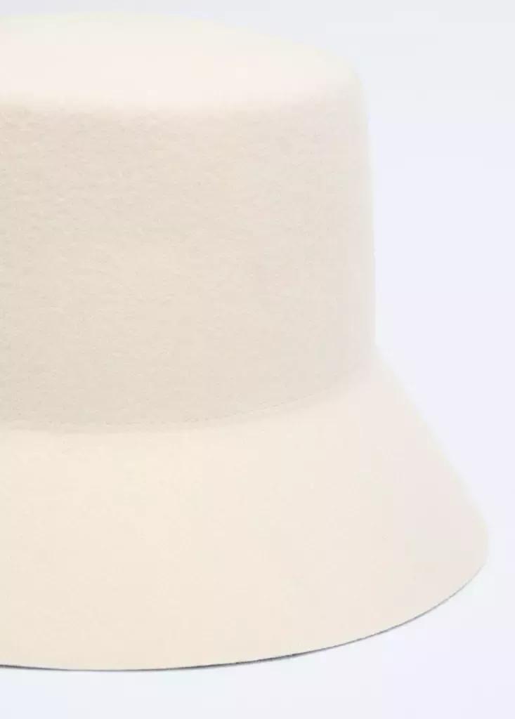 Cream 100% Wool Bucket Hat, Light Beige, large image number 3