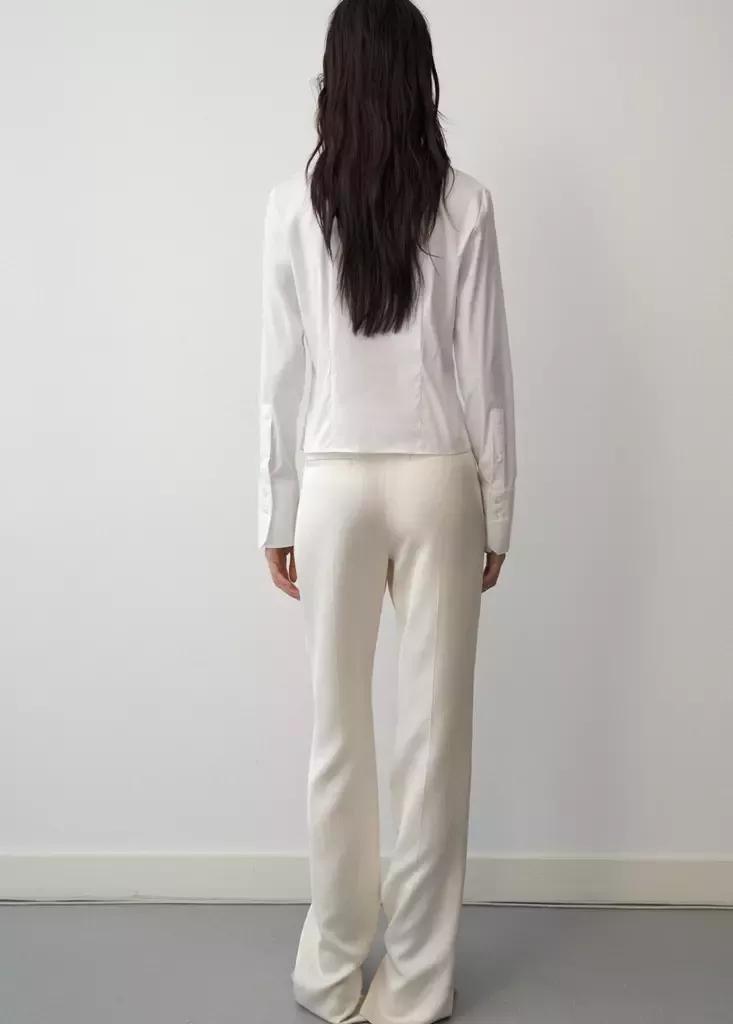 White Straight Cut Shirt, White, medium