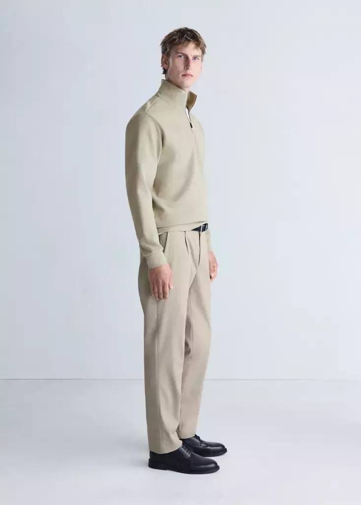 Grey Thermolite Zip-Neck Sweatshirt, Light Pastel Grey, large image number 4