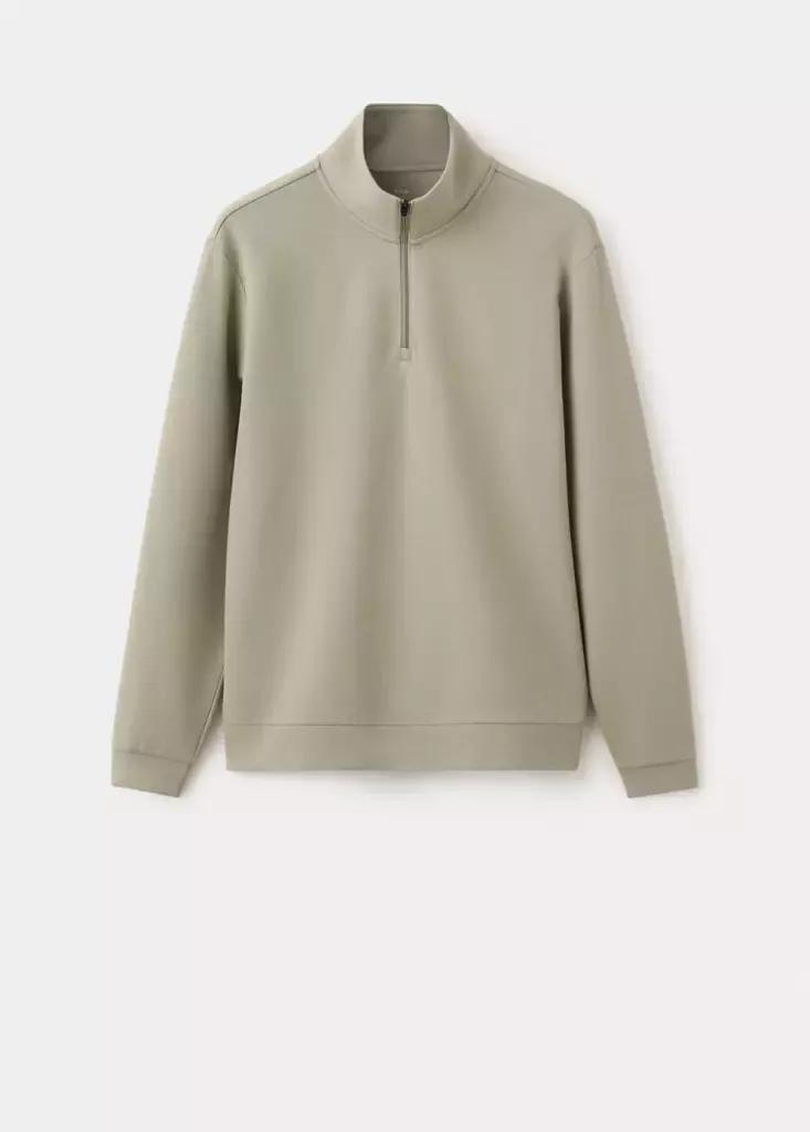 Grey Thermolite Zip-Neck Sweatshirt, Light Pastel Grey, large image number 5