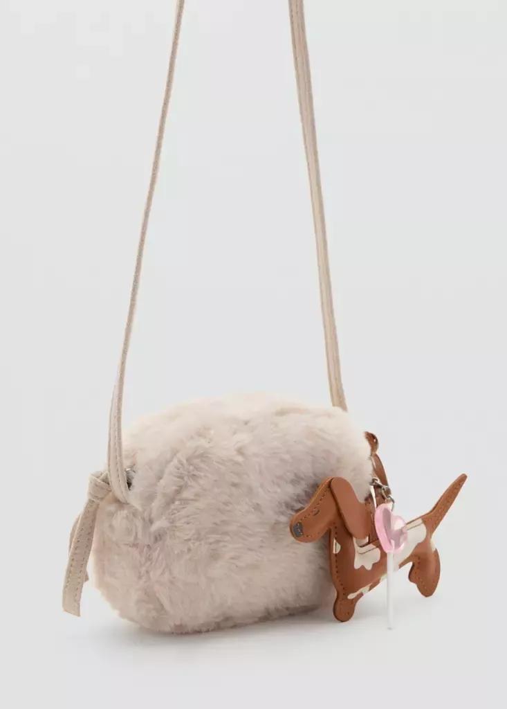 Beige Mini Fur-Effect Bag, Light Pastel Brown, medium