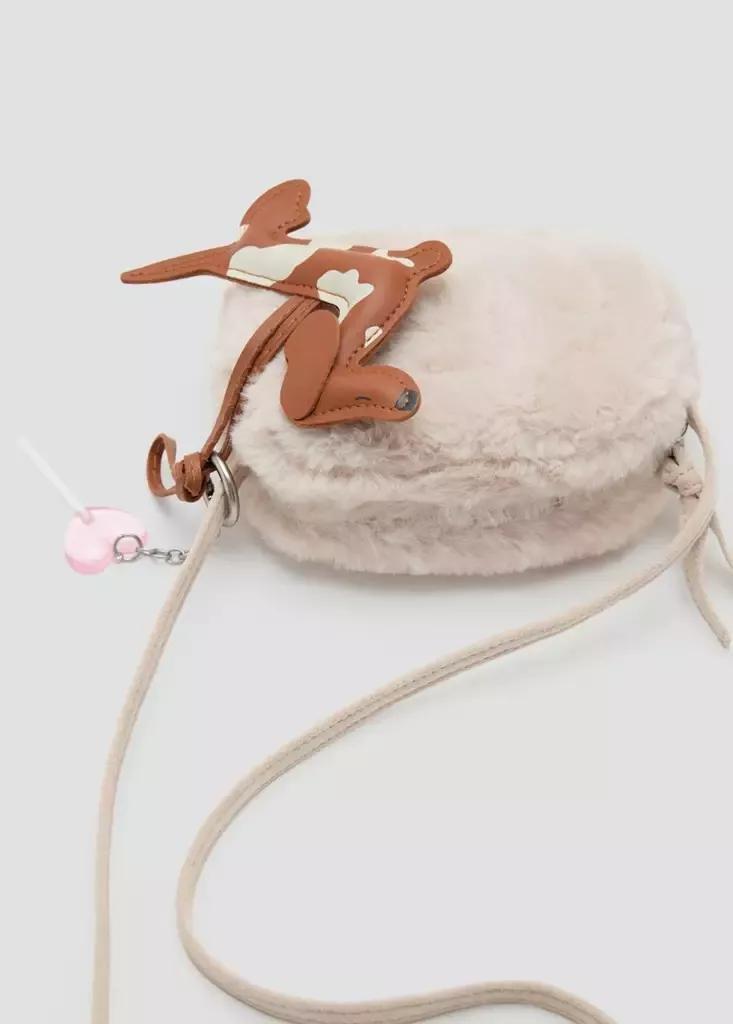 Beige Mini Fur-Effect Bag, Light Pastel Brown, large image number 3