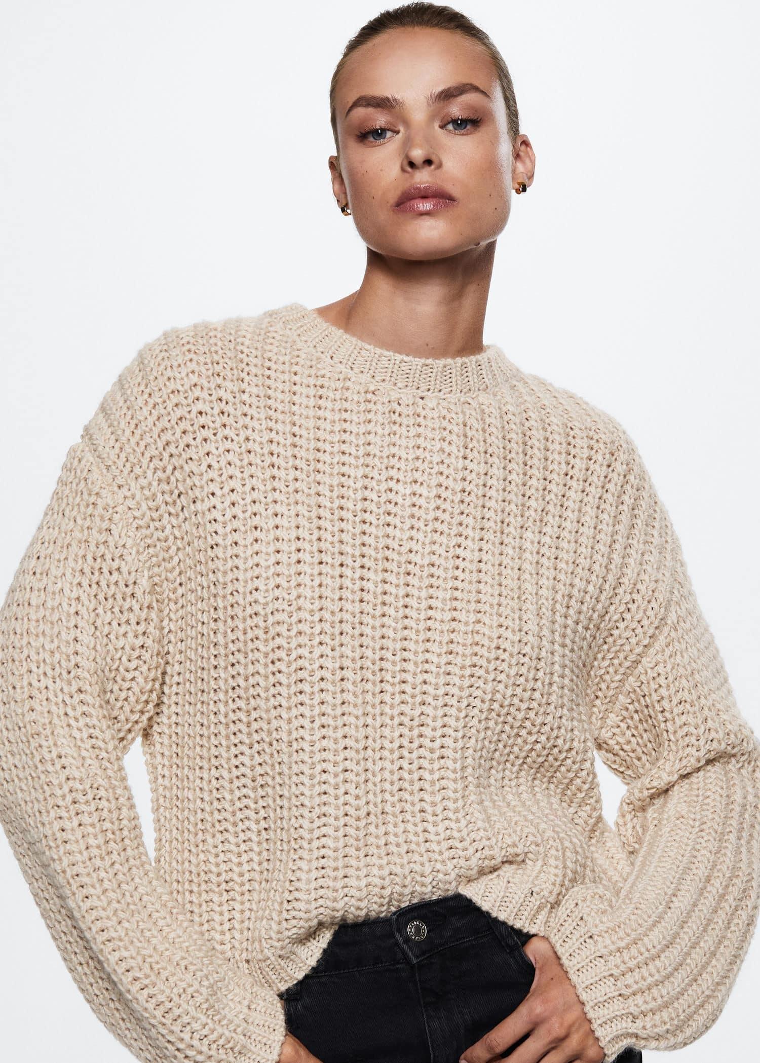 Beige Chunky-Knit Sweater, , large image number 0