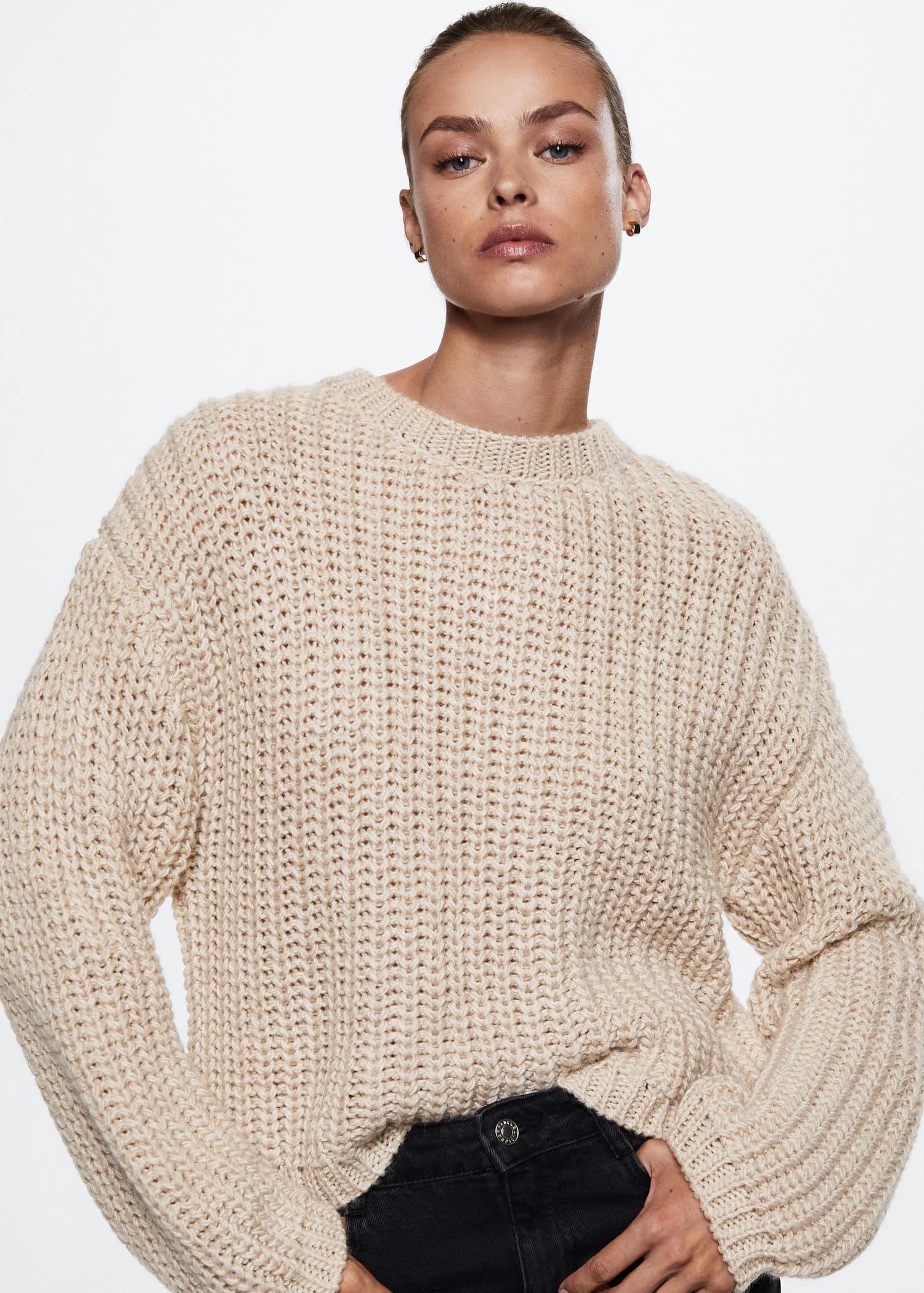 Mango Beige Chunky Knit Sweater Azadea Lebanon