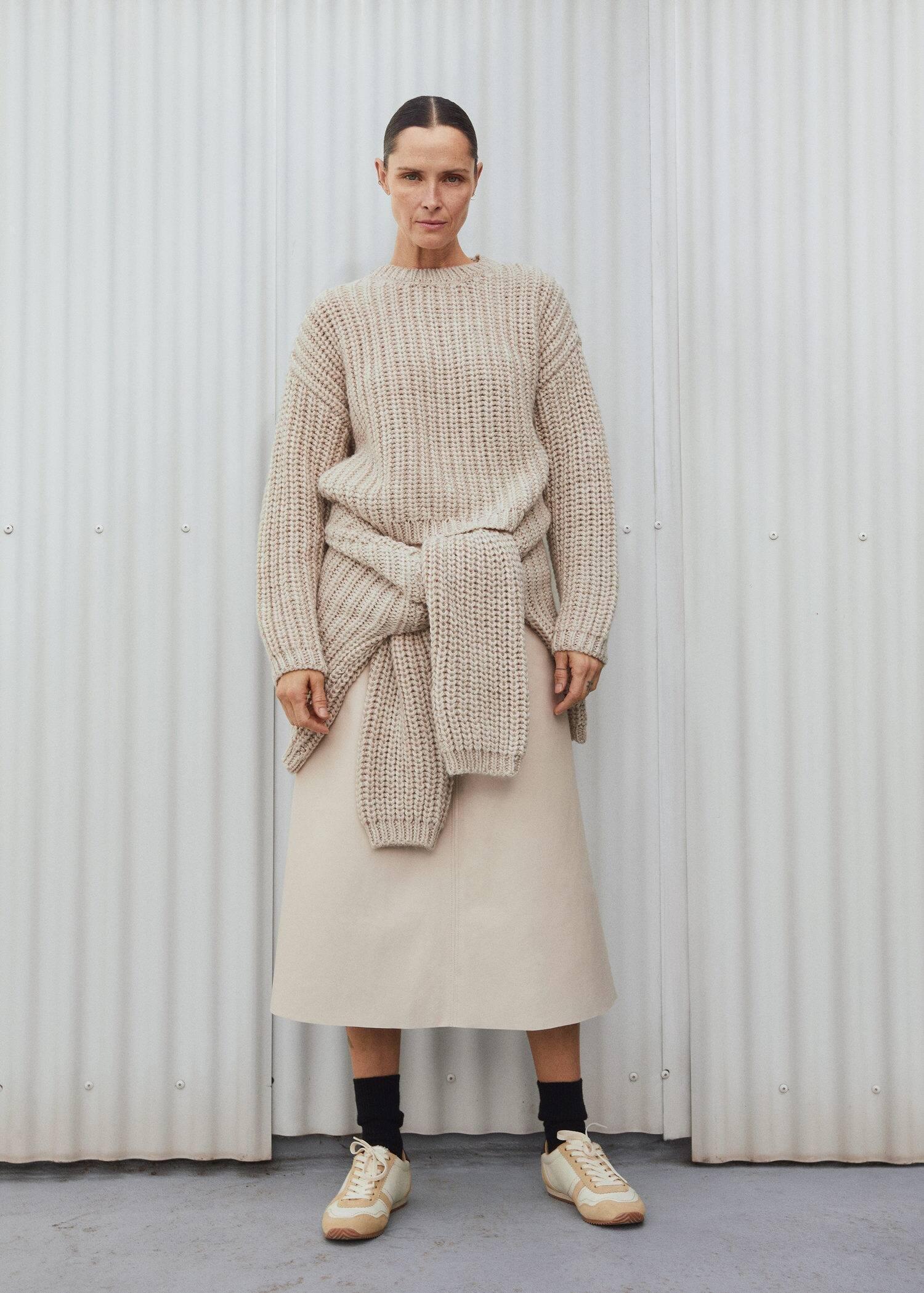 Beige Chunky-Knit Sweater, , large image number 4