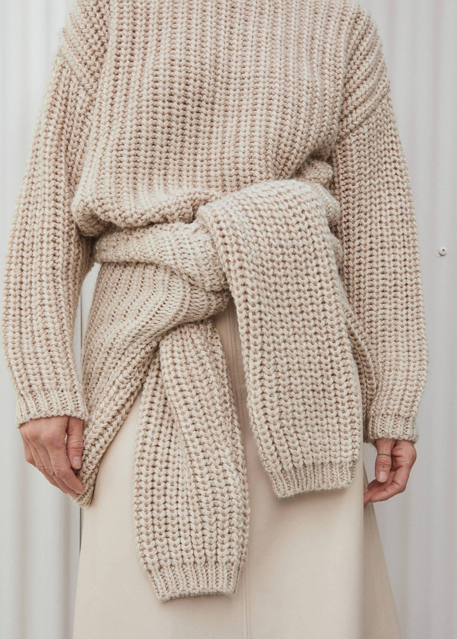 Beige Chunky-Knit Sweater, , large image number 6