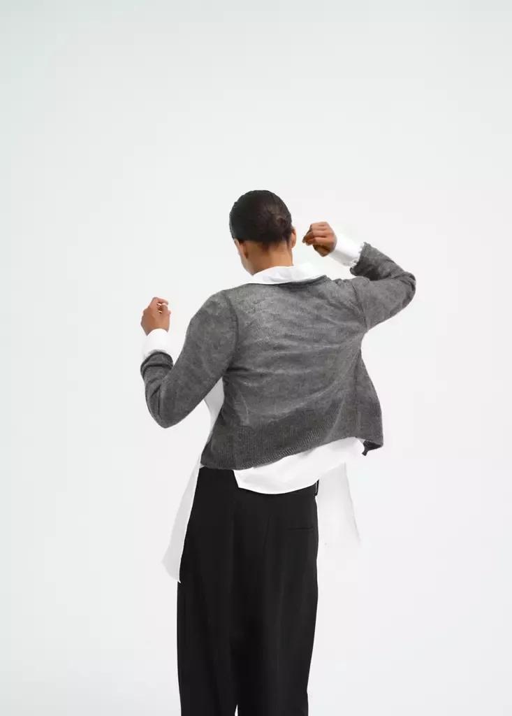 Grey Fine Knit Button-Up Cardigan, Dark Grey, medium