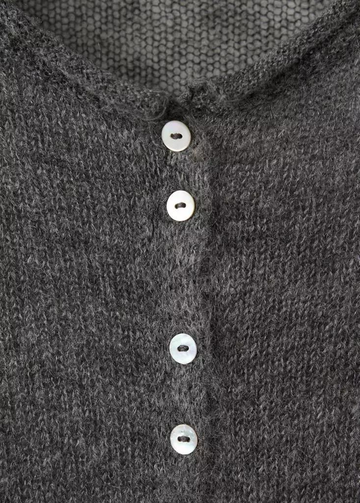 Grey Fine Knit Button-Up Cardigan, Dark Grey, large image number 5