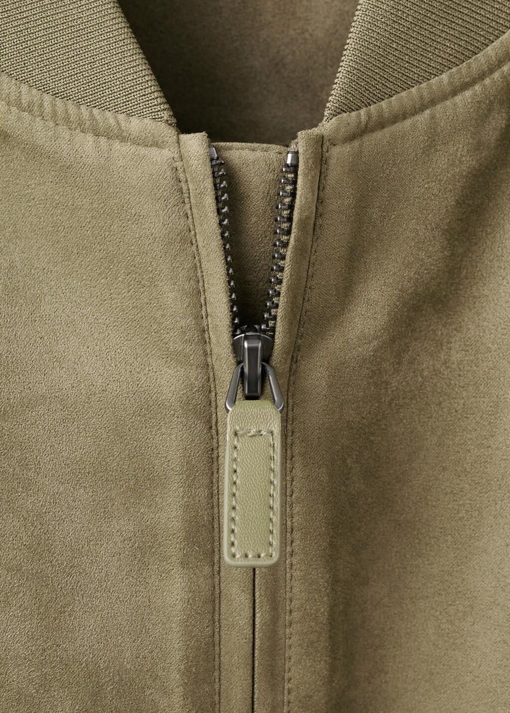 Khaki Suede-Effect Bomber Jacket, Beige - Khaki, large image number 1
