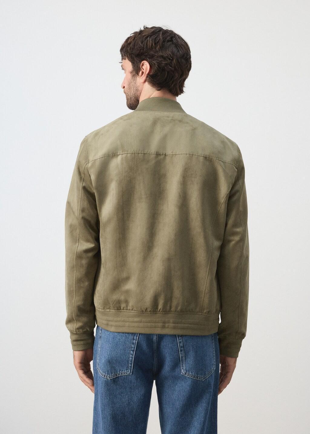 Khaki Suede-Effect Bomber Jacket, Beige - Khaki, large image number 2