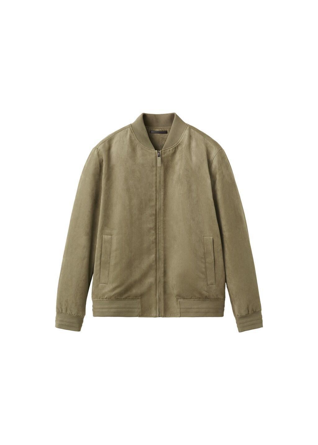 Khaki Suede-Effect Bomber Jacket, Beige - Khaki, large image number 6