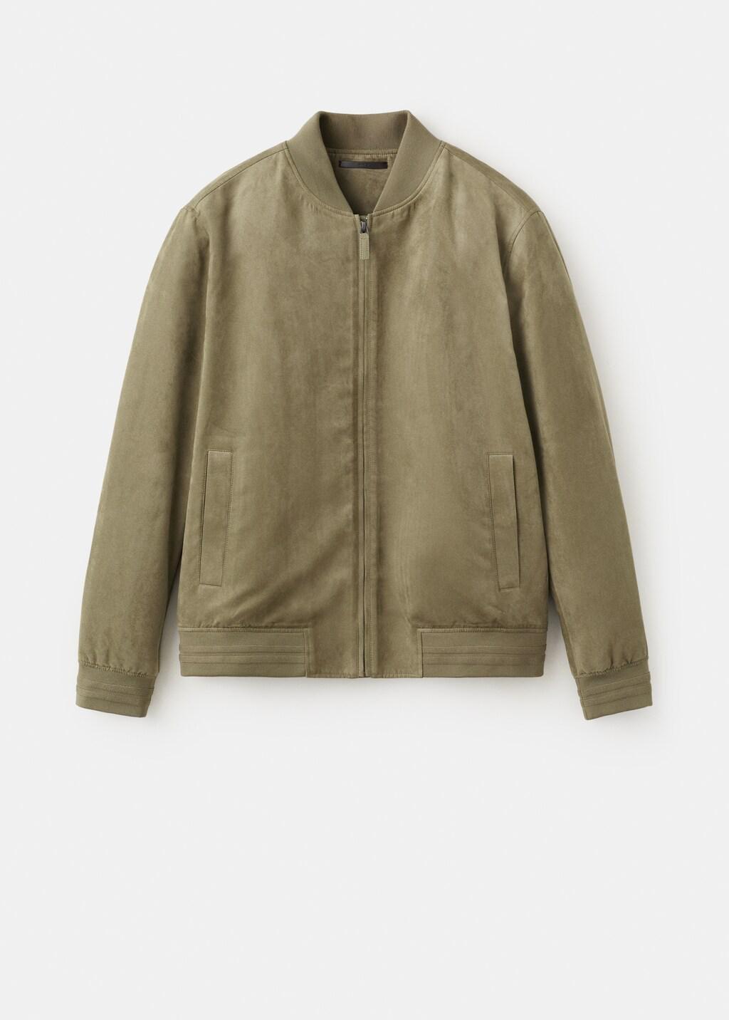 Khaki Suede-Effect Bomber Jacket, Beige - Khaki, large image number 8