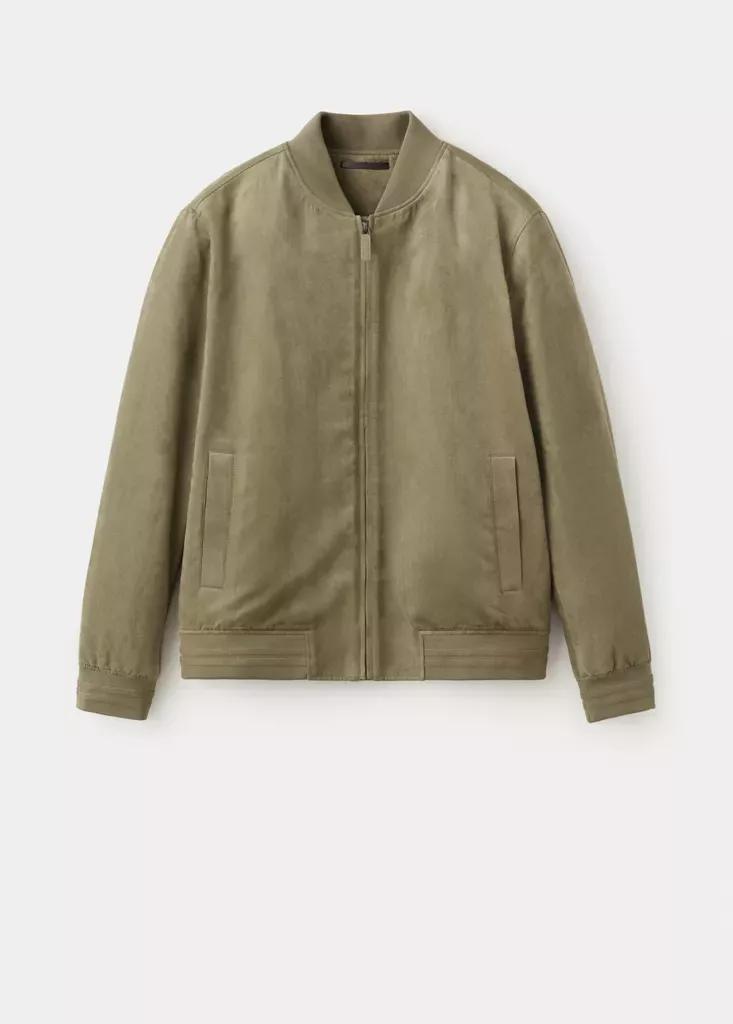 Khaki Suede-Effect Bomber Jacket, Beige - Khaki, large image number 9