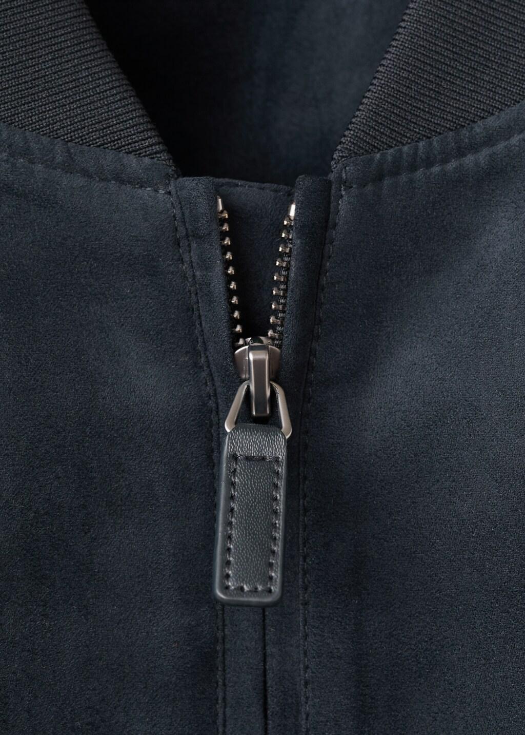 Navy Suede-Effect Bomber Jacket, Navy, large image number 1