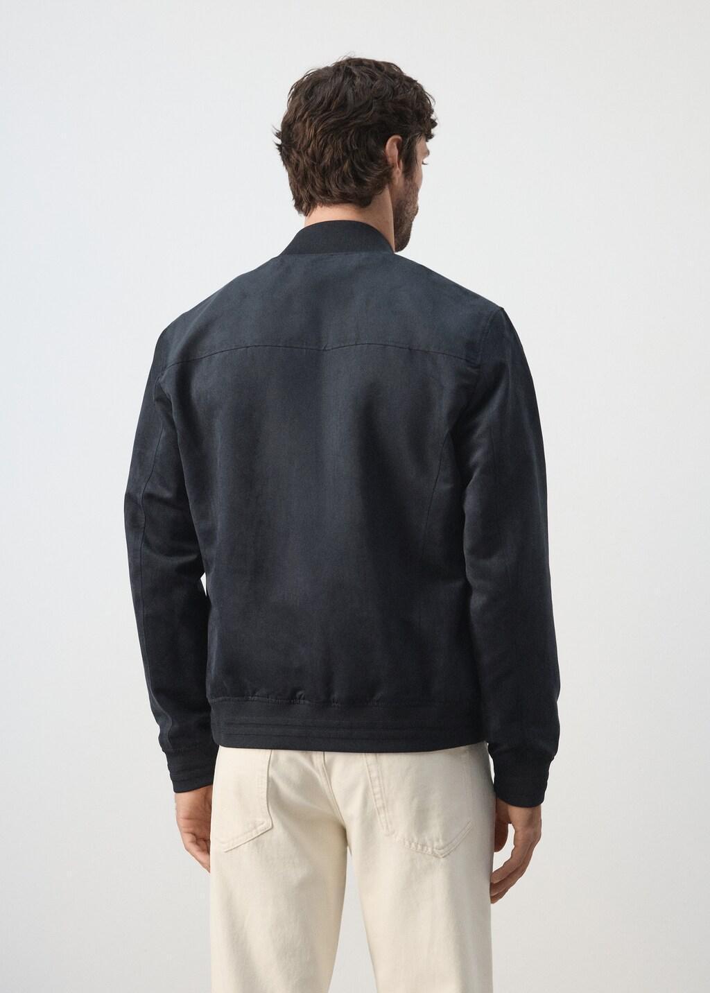 Navy Suede-Effect Bomber Jacket, Navy, large image number 2