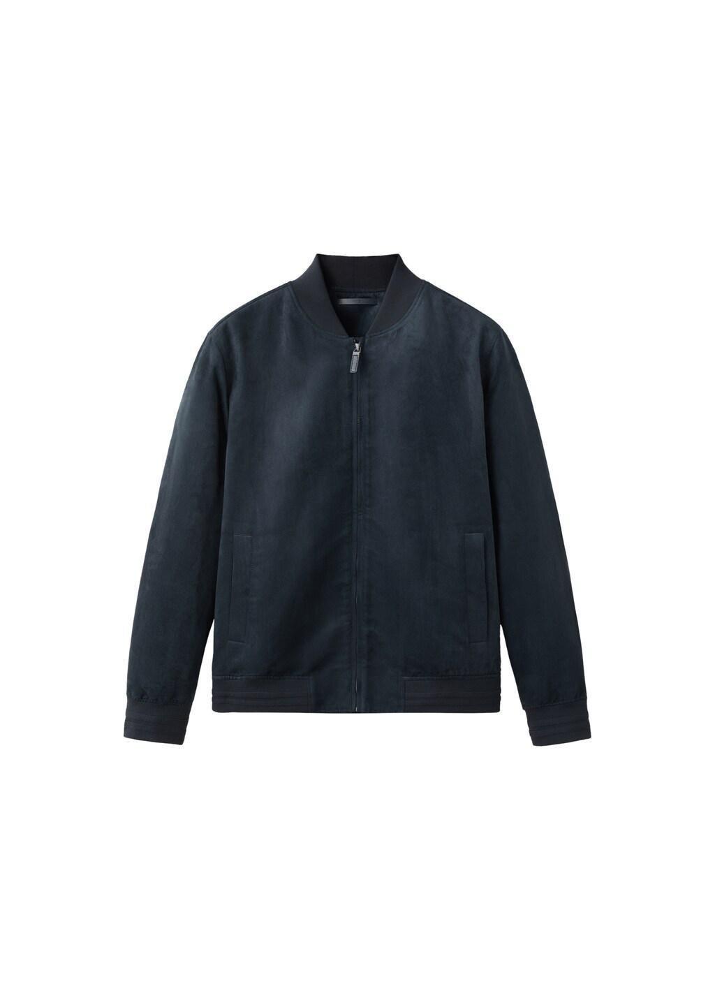 Navy Suede-Effect Bomber Jacket, Navy, large image number 6