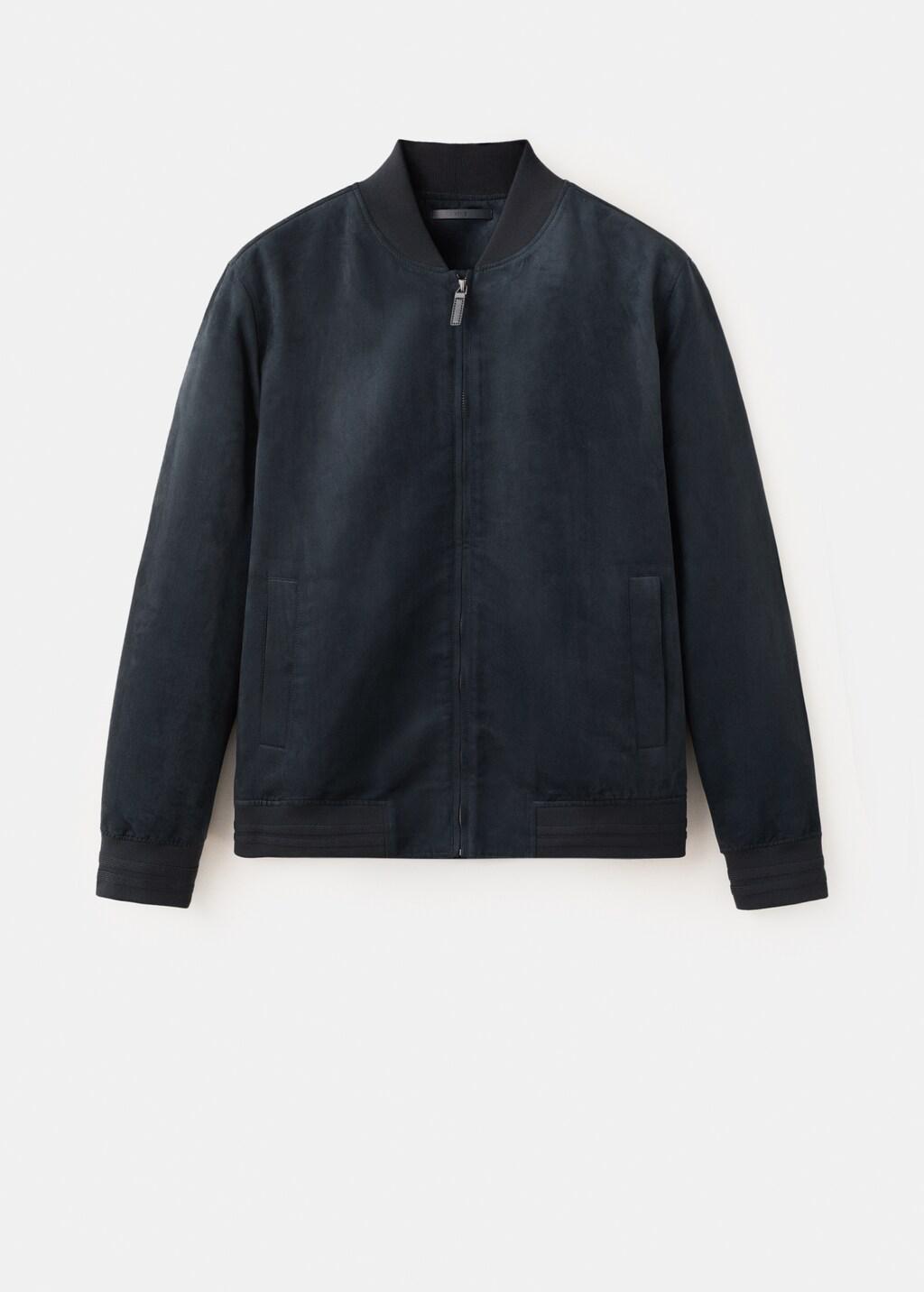 Navy Suede-Effect Bomber Jacket, Navy, large image number 7
