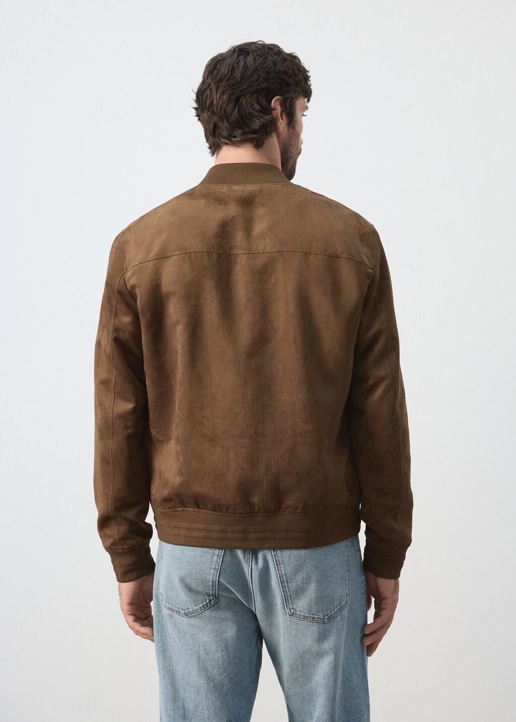 Brown Suede-Effect Bomber Jacket, Dark Brown, large image number 2