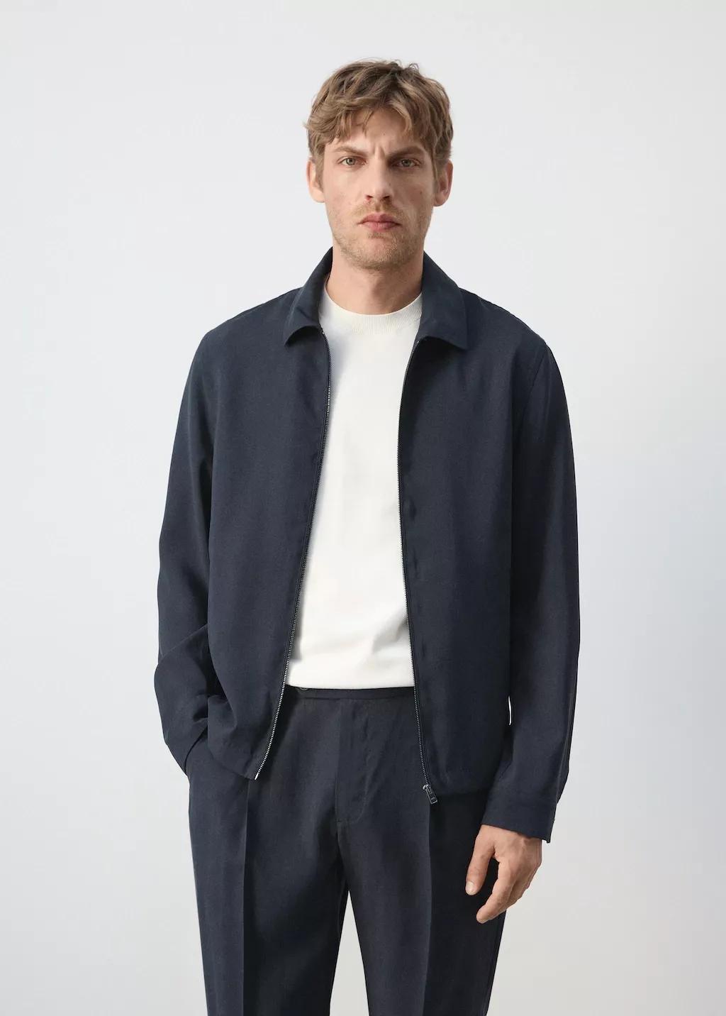 Navy Modal Zip Jacket, Navy, large image number 3