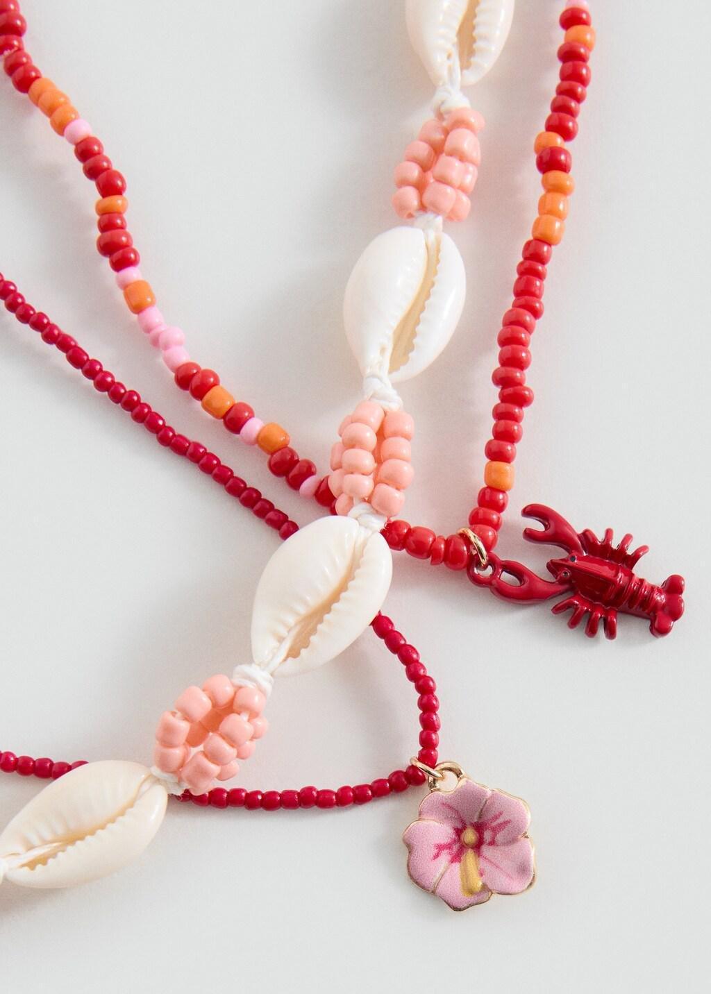 Red Combined Necklaces, Set Of 3, Kids Girls, Bright Red, large image number 0