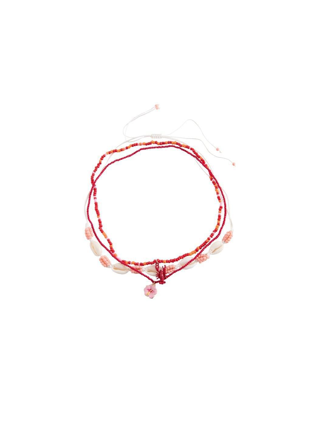 Red Combined Necklaces, Set Of 3, Kids Girls, Bright Red, large image number 2