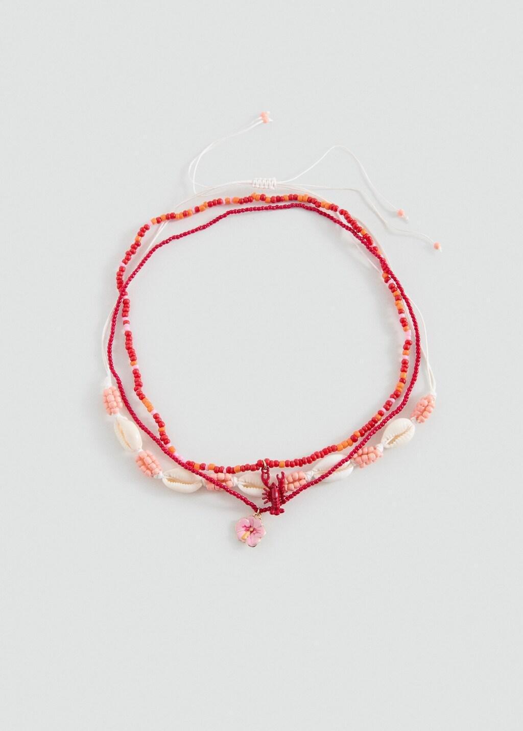 Red Combined Necklaces, Set Of 3, Kids Girls, Bright Red, large image number 3