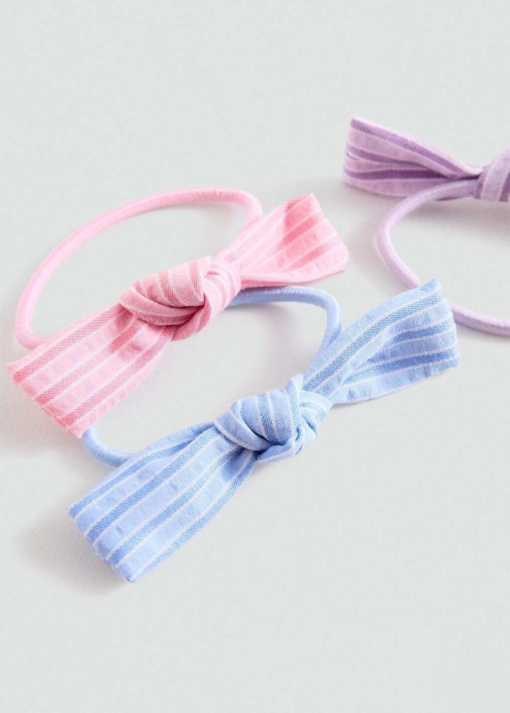 Blue Bow Hair Ties, Set Of 3, Kids Girls, Light-Pastel Blue, large image number 0