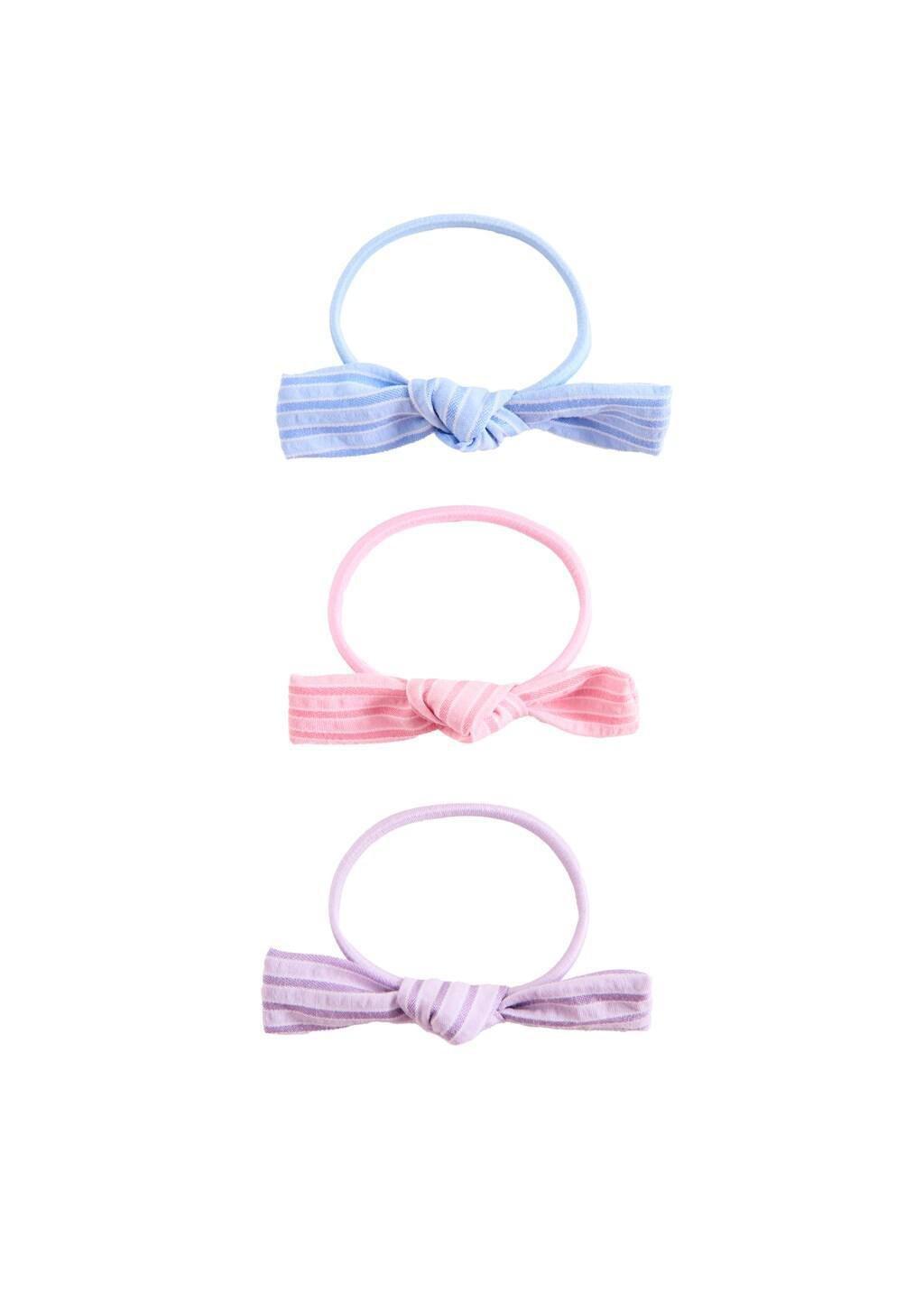 Blue Bow Hair Ties, Set Of 3, Kids Girls, Light-Pastel Blue, large image number 1