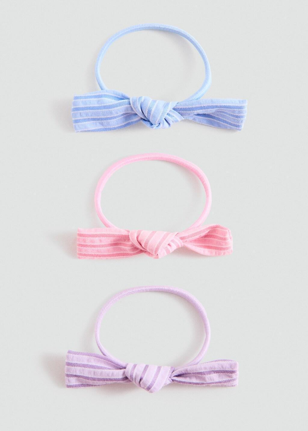 Blue Bow Hair Ties, Set Of 3, Kids Girls, Light-Pastel Blue, large image number 2