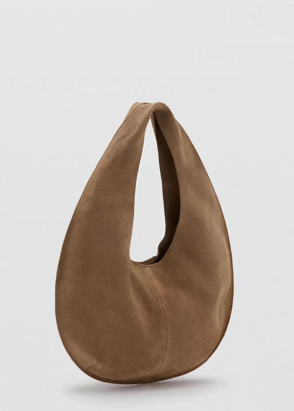 Brown Small Split Leather Bag, Medium Brown, large image number 0