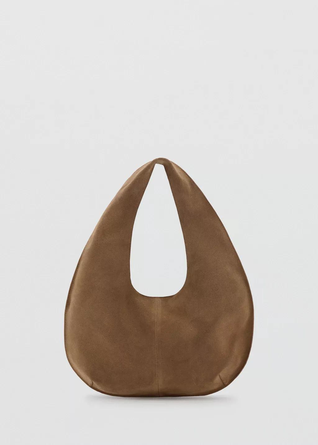 Brown Small Split Leather Bag, Medium Brown, large image number 3