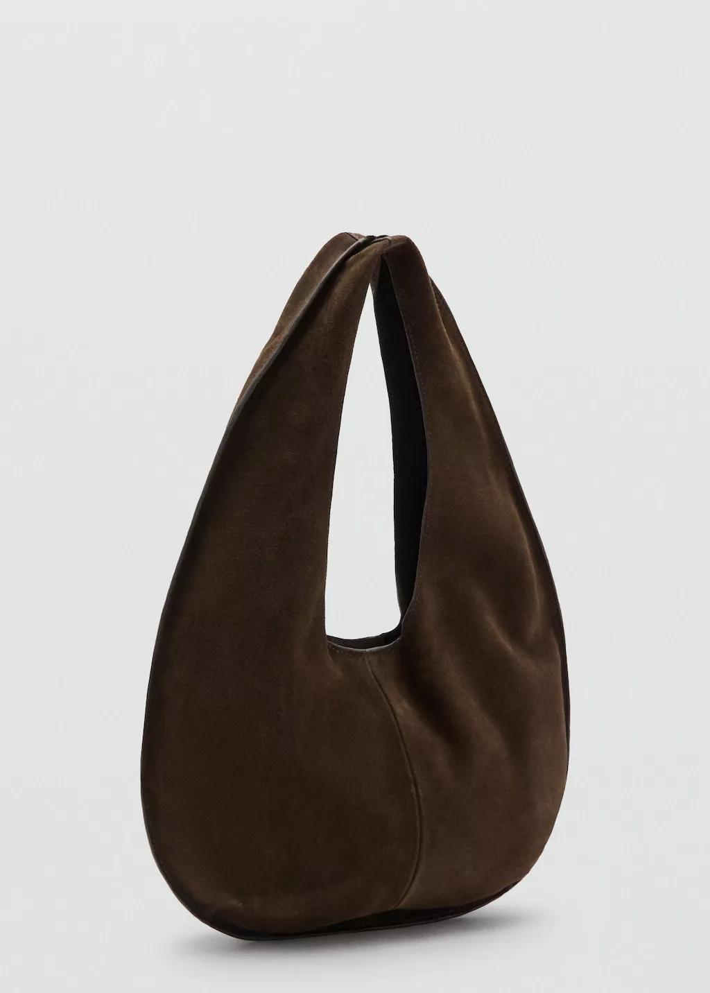 Brown Small Split Leather Bag, Dark Brown, large image number 0