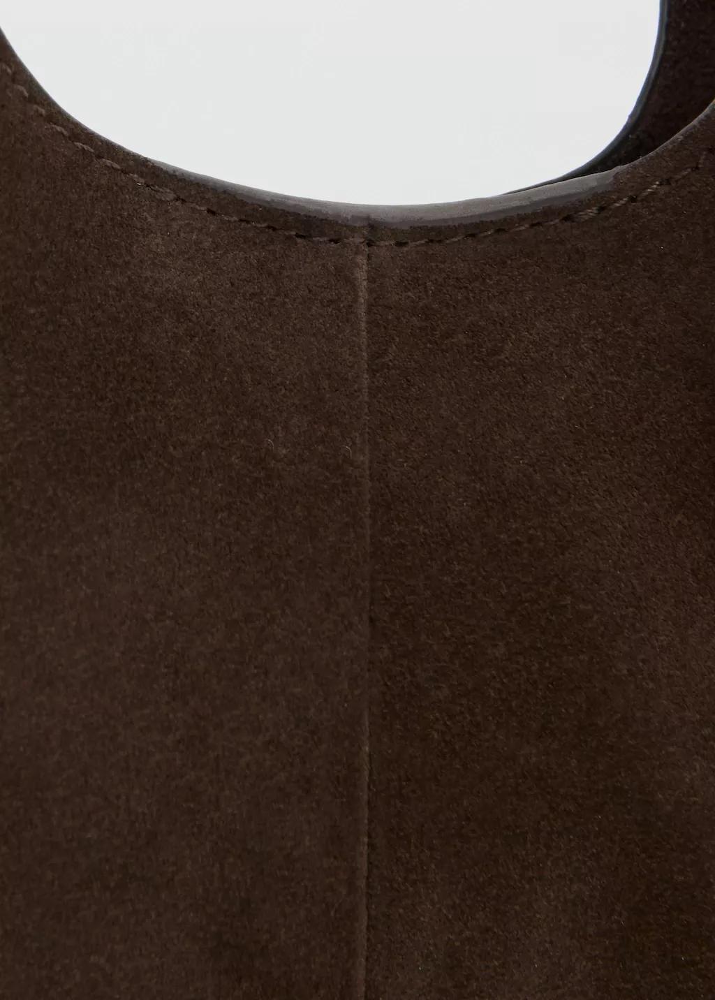 Brown Small Split Leather Bag, Dark Brown, medium