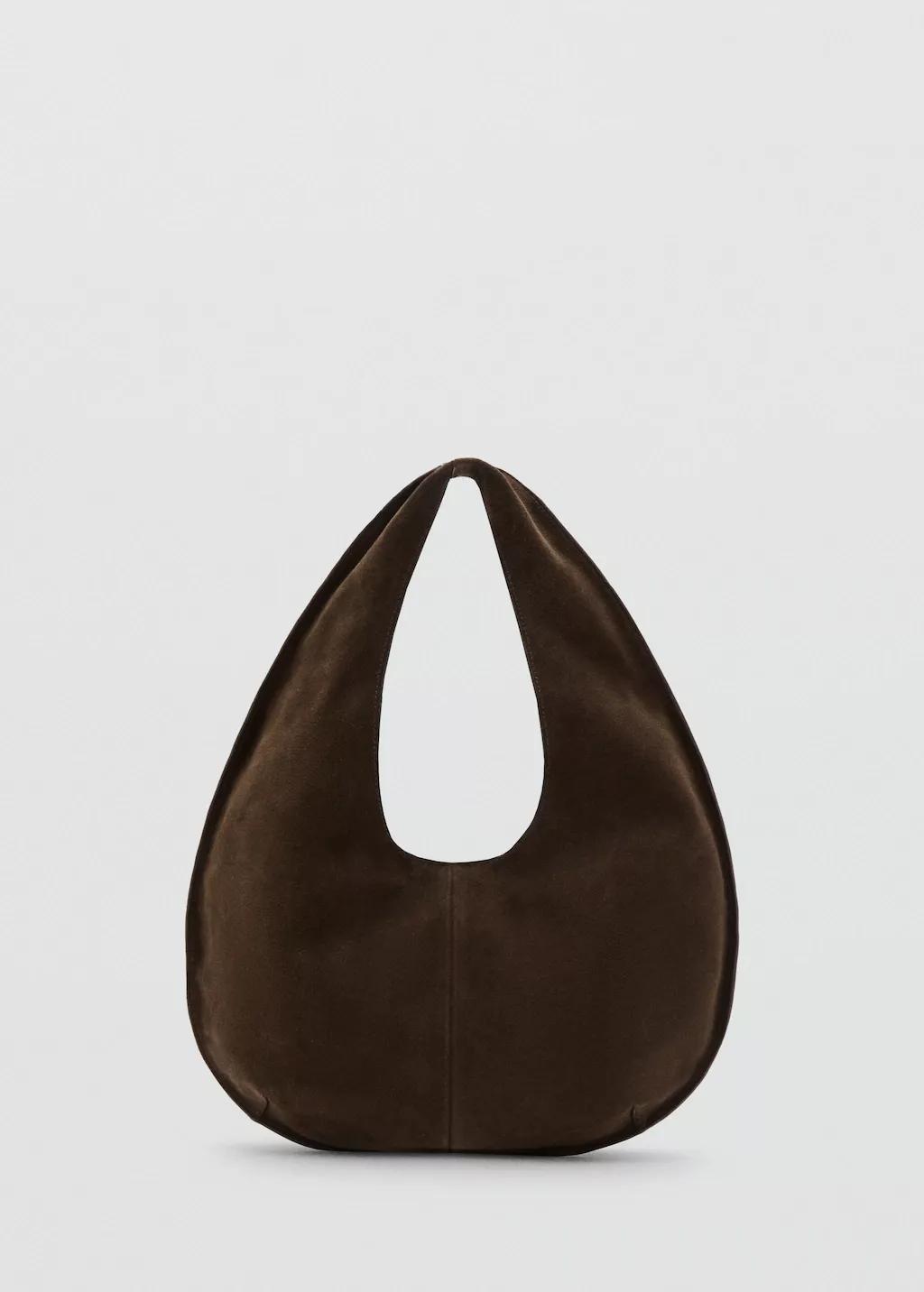 Brown Small Split Leather Bag, Dark Brown, large image number 3
