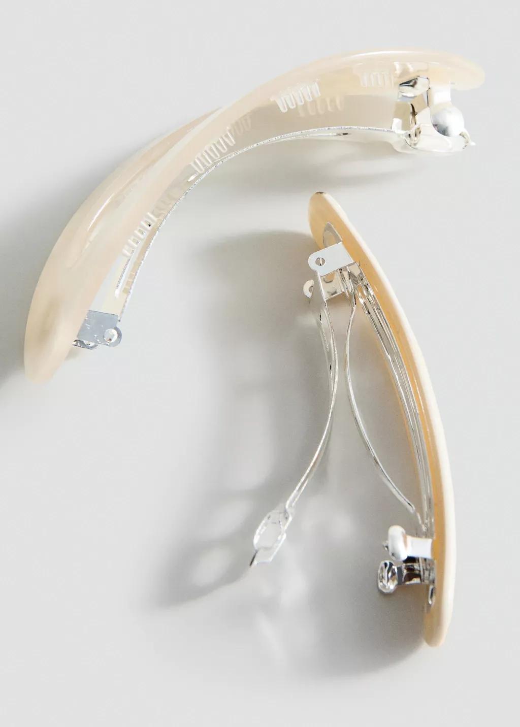Beige Set Of 2 Pearlescent Effect Hair Clips, Light Beige, large image number 1
