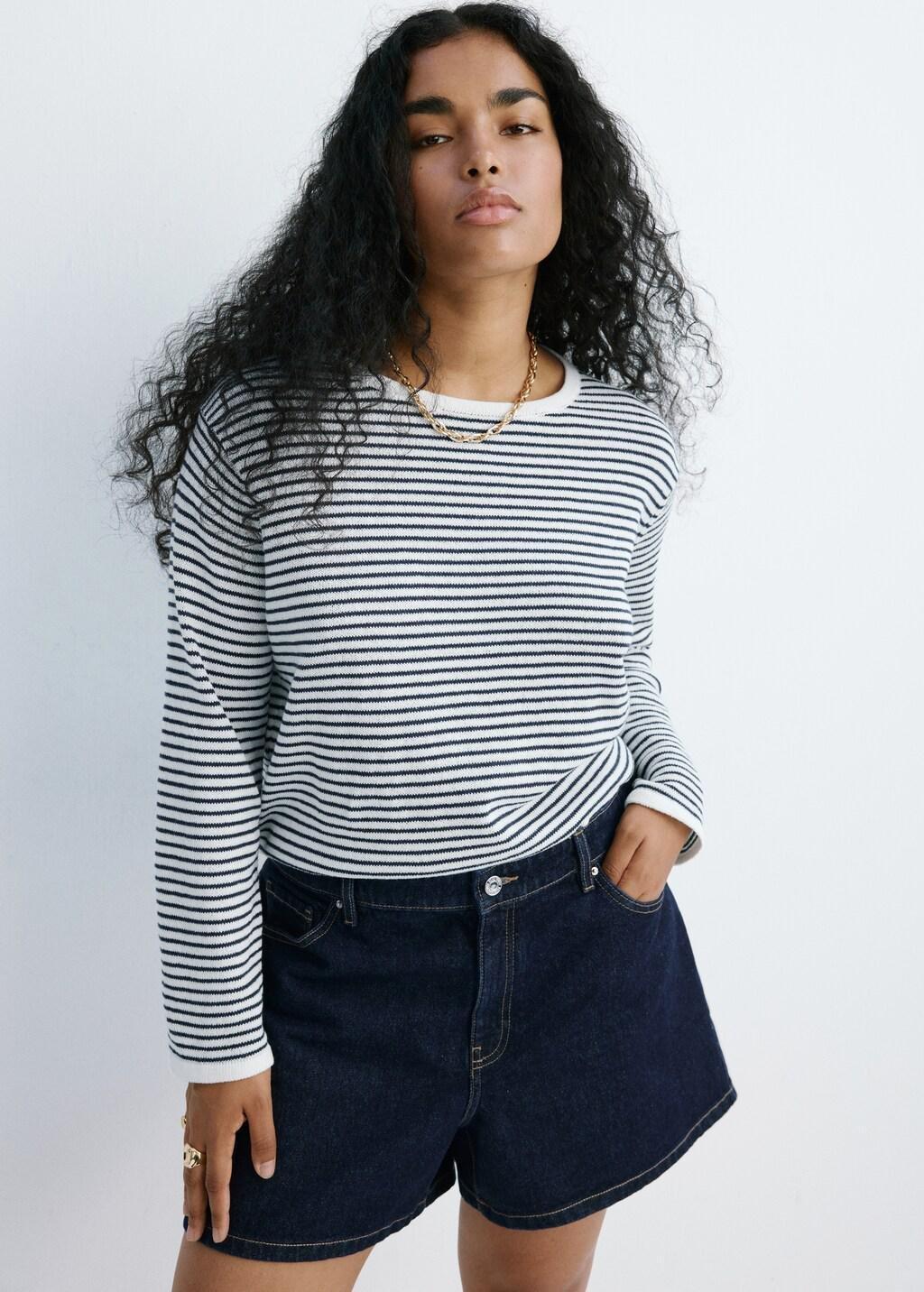 Blue Straight-Fit Denim Shorts, Open Blue, large image number 5