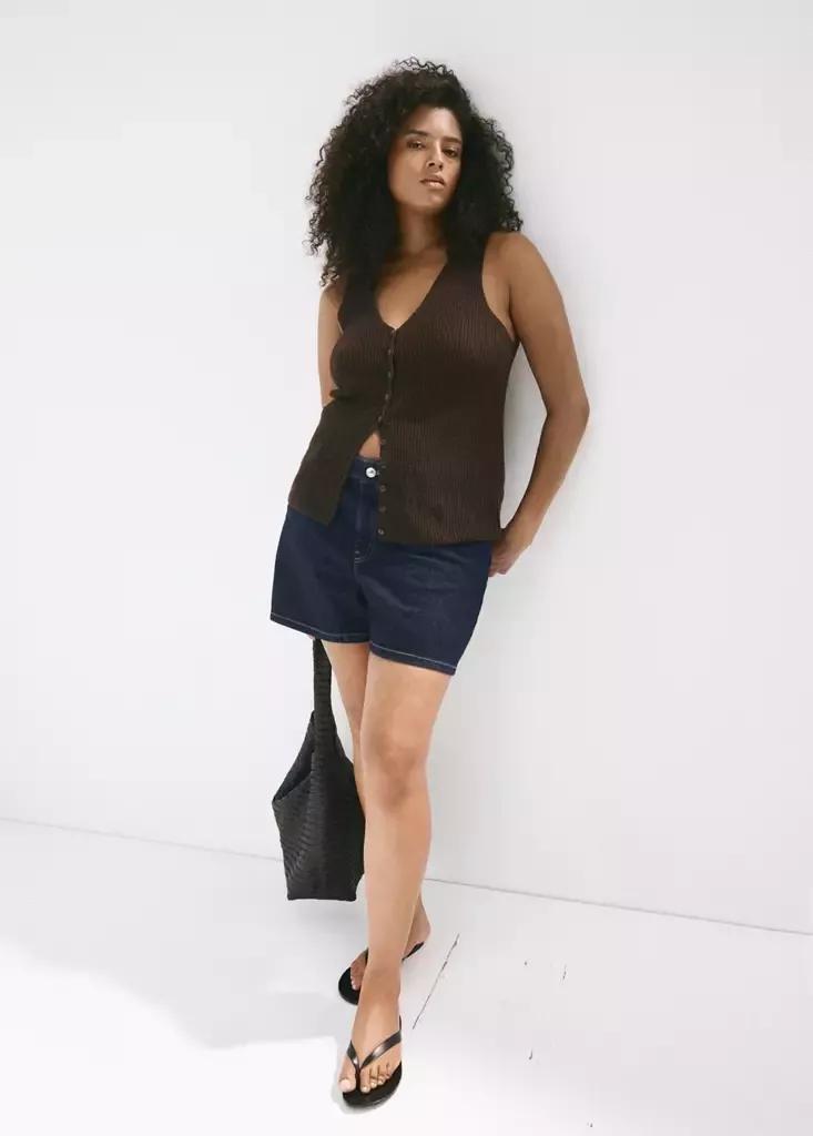 Blue Straight-Fit Denim Shorts, Open Blue, large image number 11
