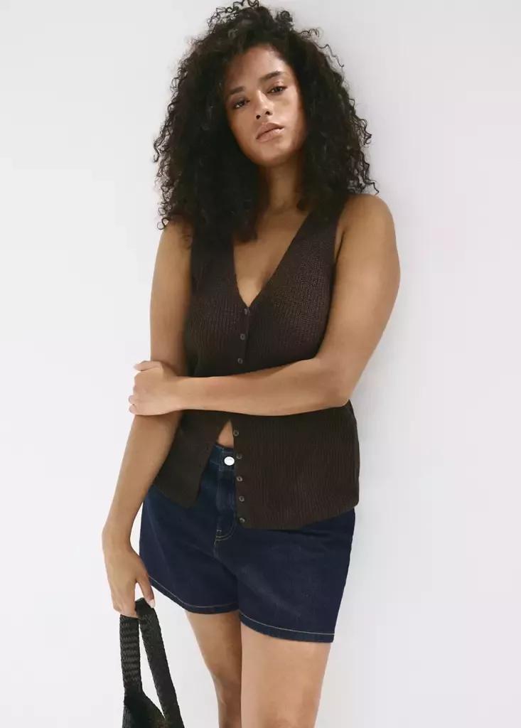 Blue Straight-Fit Denim Shorts, Open Blue, large image number 12